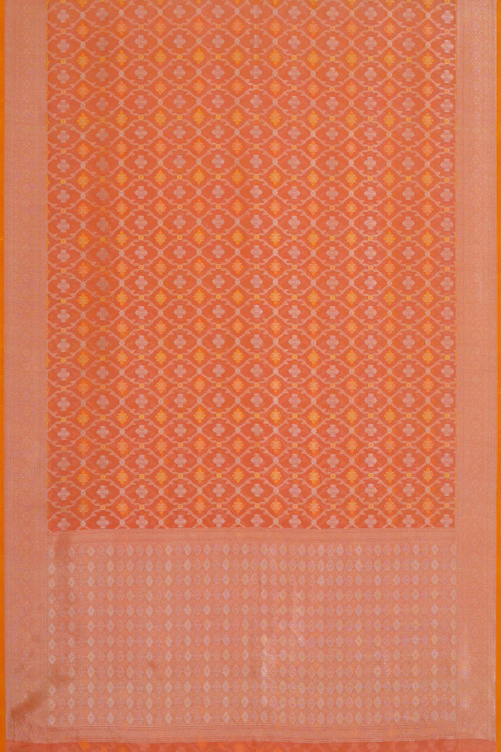 Image of Banarasi Kora Orange Saree